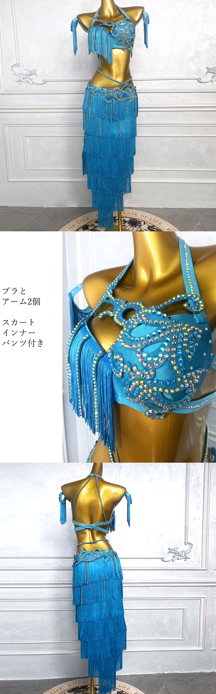 ベリーダンス衣装 ブラとスカートセット M.Lサイズ 2026年1月 品番BD